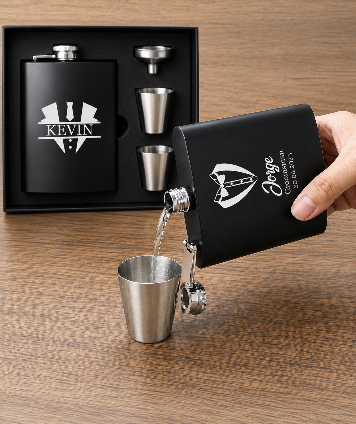 Personalized Hip Flask Gift Set